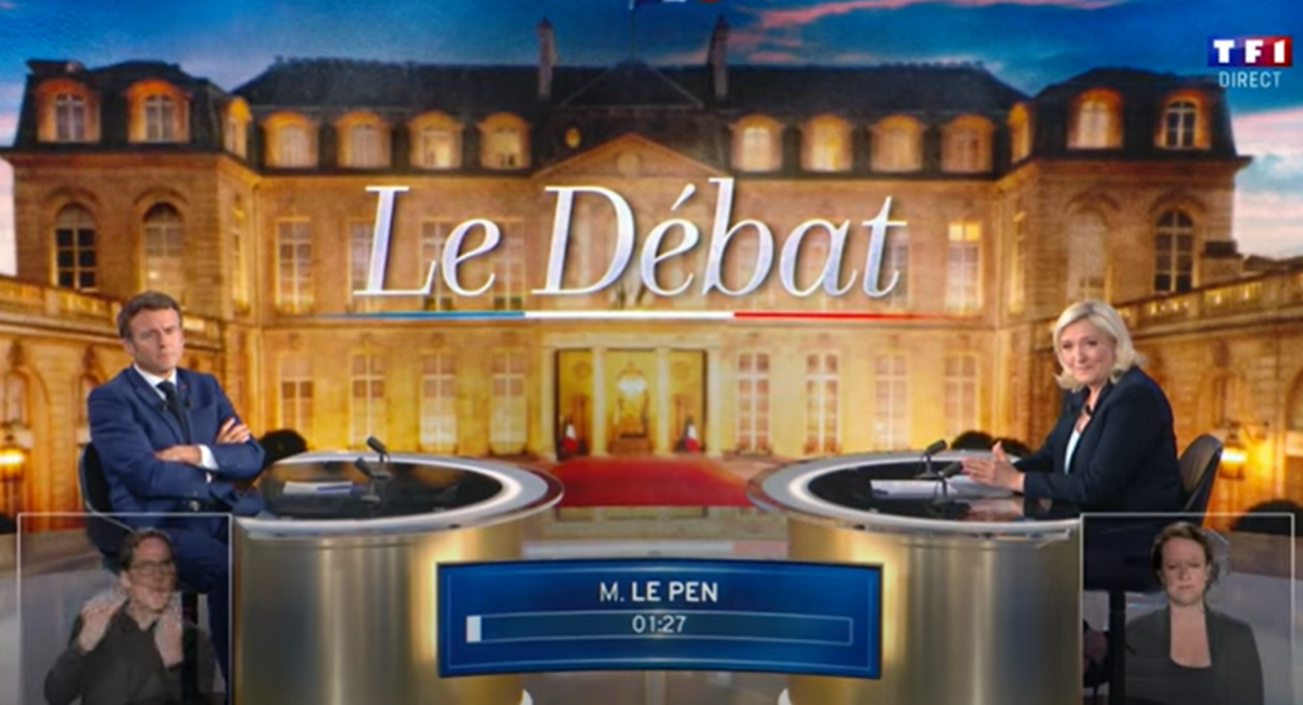 Macron y Le Pen durante su debate electoral