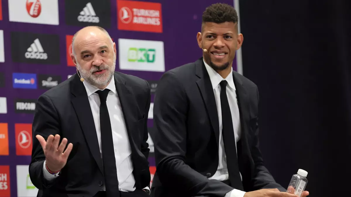 Laso y Tavares, en la rueda de prensa oficial de la Euroliga