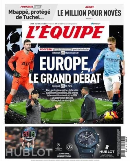 Portada L'ÉQUIPE martes 9 de abril de 2019