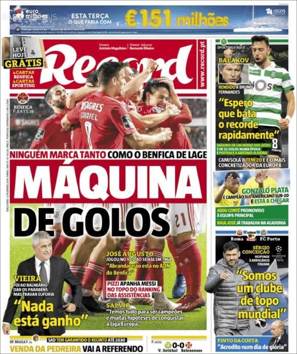 Portada RECORD martes 12 de febrero 2019