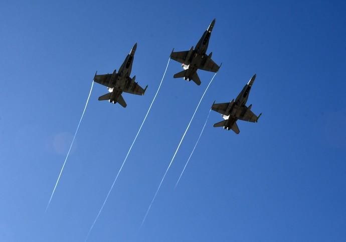 10/12/2019 TELDE.  El Mando Aéreo de Canarias celebra la festividad de Nuestra Señoara del Loreto, Patrona del Ejército del Aire, con imposición de condecoraciones, homenaje alos Caídos y Desfile.  Fotógrafa: YAIZA SOCORRO.  | 10/12/2019 | Fotógrafo: Yaiza Socorro