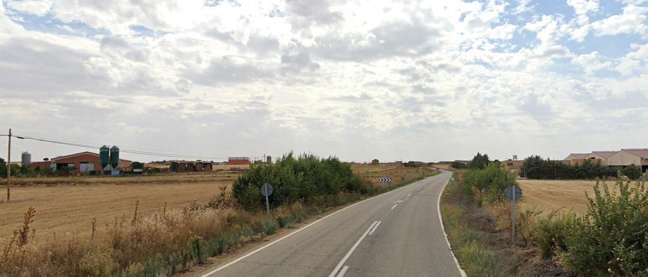 Fuentes de Ropel se opone mayoritarimente al proyecto de macrogranja. En la imagen, carretera de acceso al pueblo.