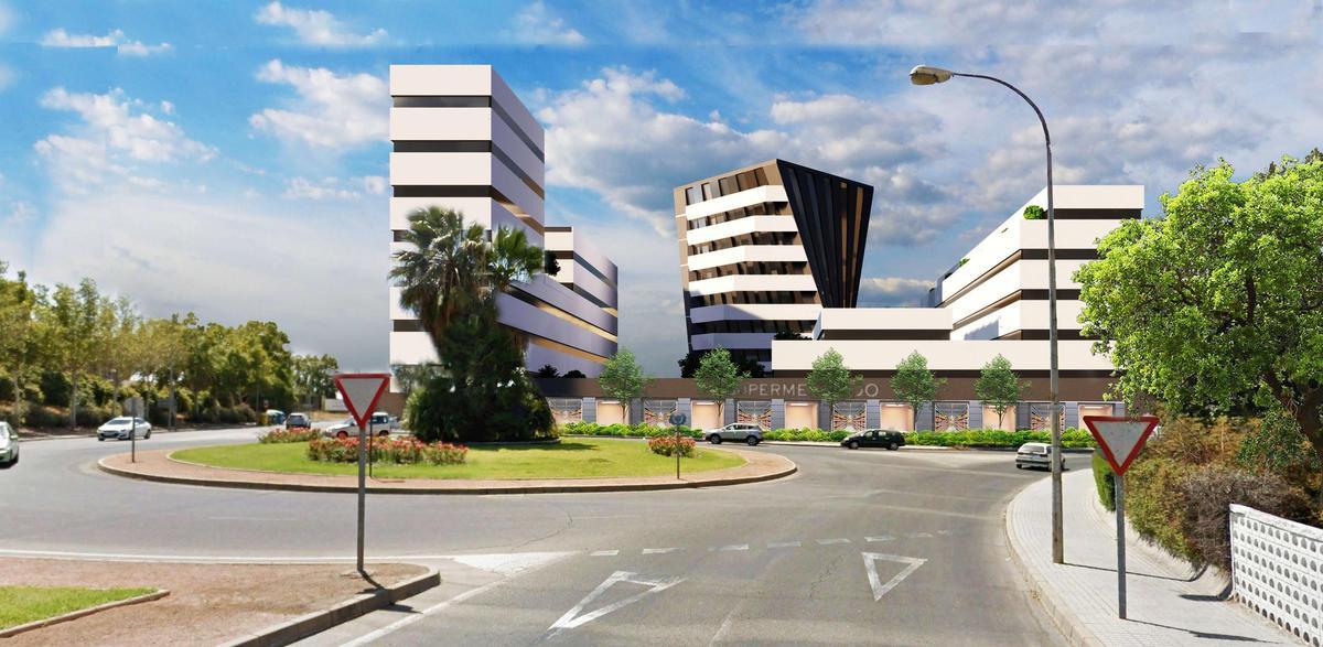 Anteproyecto para ocupar una franja de terreno junto al hospital.