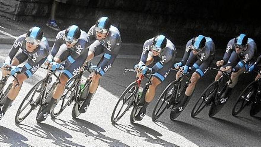 El equipo Sky de Chris Froome en la contrarreloj