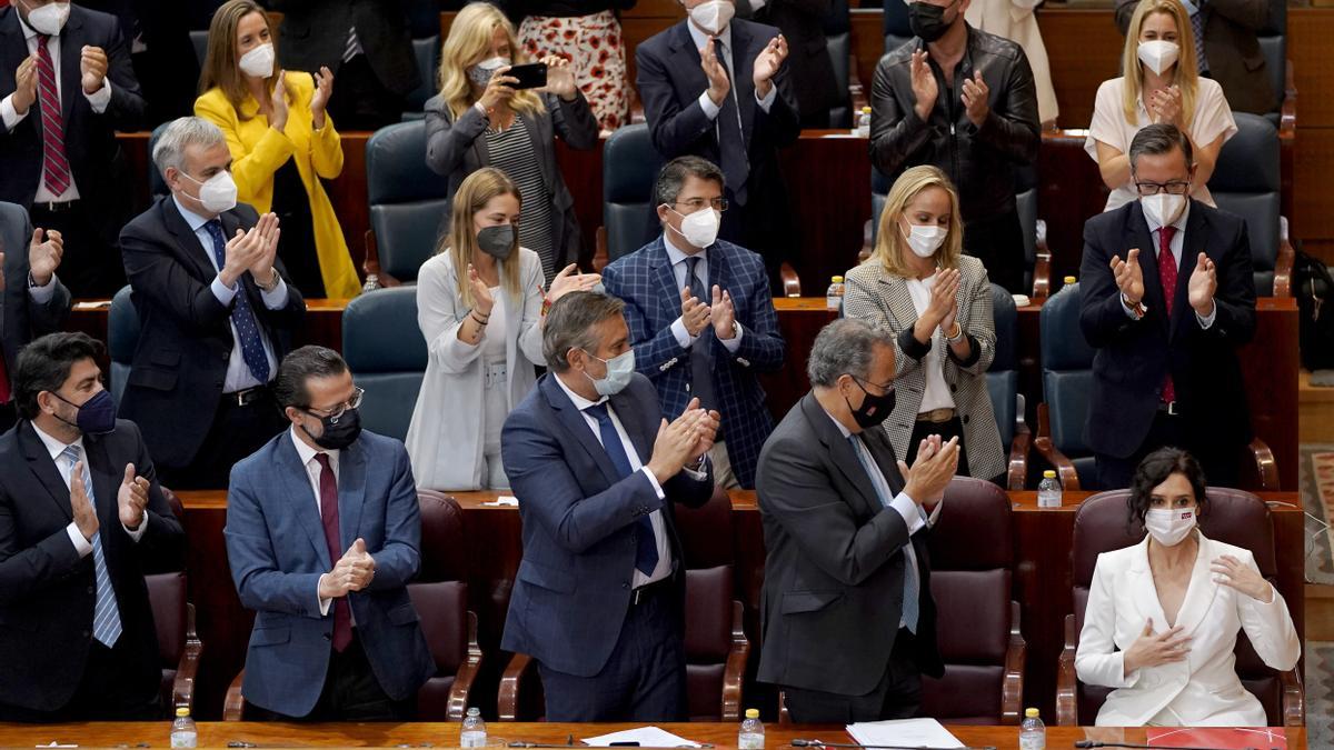 Llegada de Isabel Díaz Ayuso a la primera jornada del debate de investidura en la Asamblea de Madrid