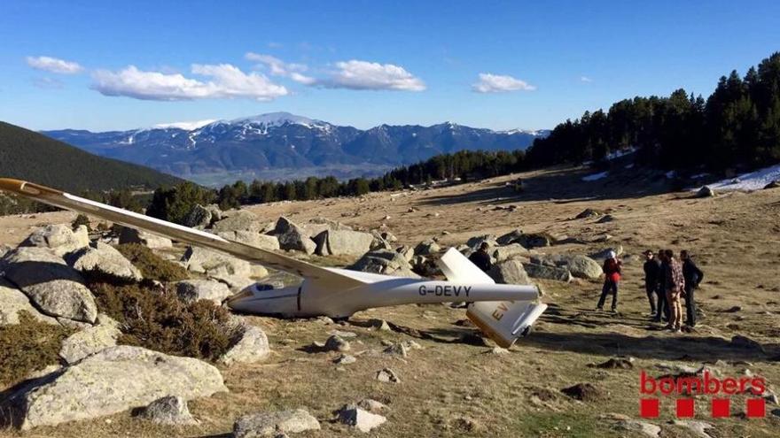 Un planador s&#039;accidenta a Meranges i l&#039;únic ocupant resulta ferit de gravetat