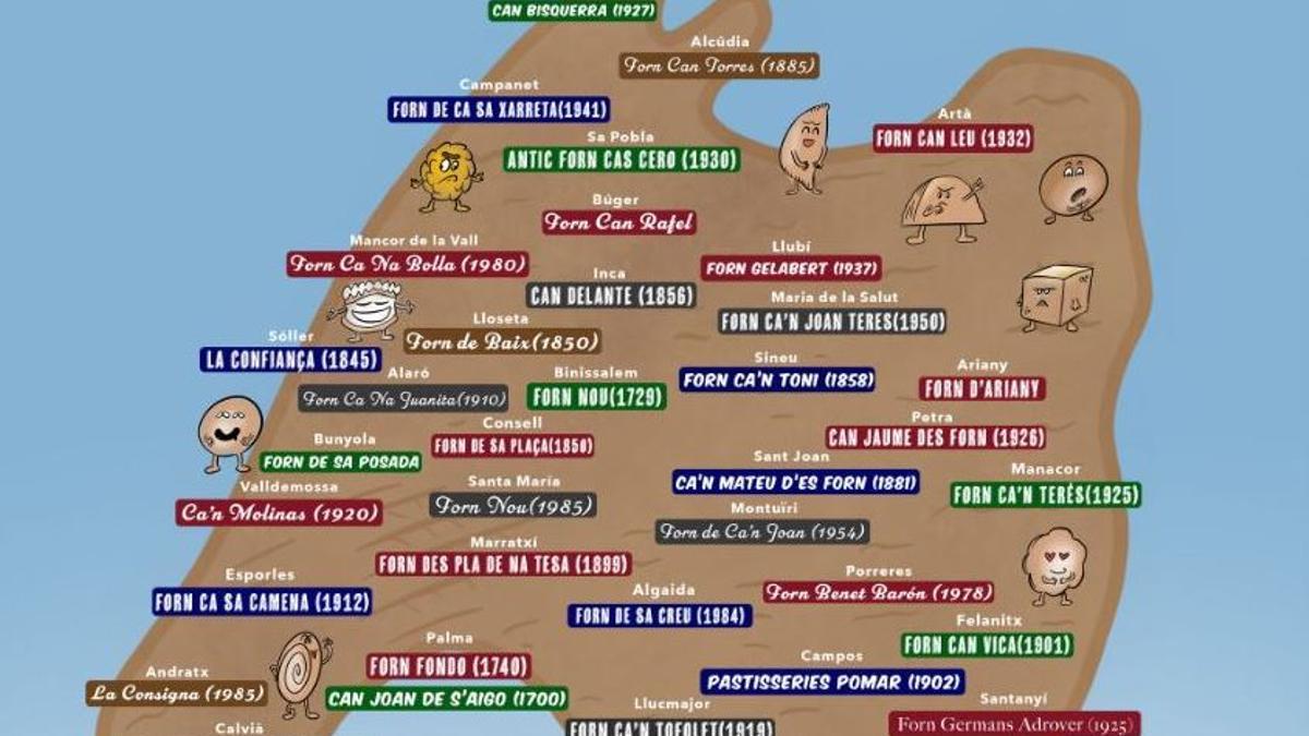 mapa de forns de cap de fava amb orelles