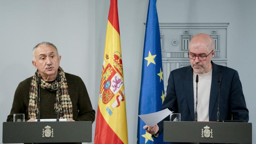 Los secretarios generales de UGT y de CCOO, Pepe Álvarez y Unai Sordo.