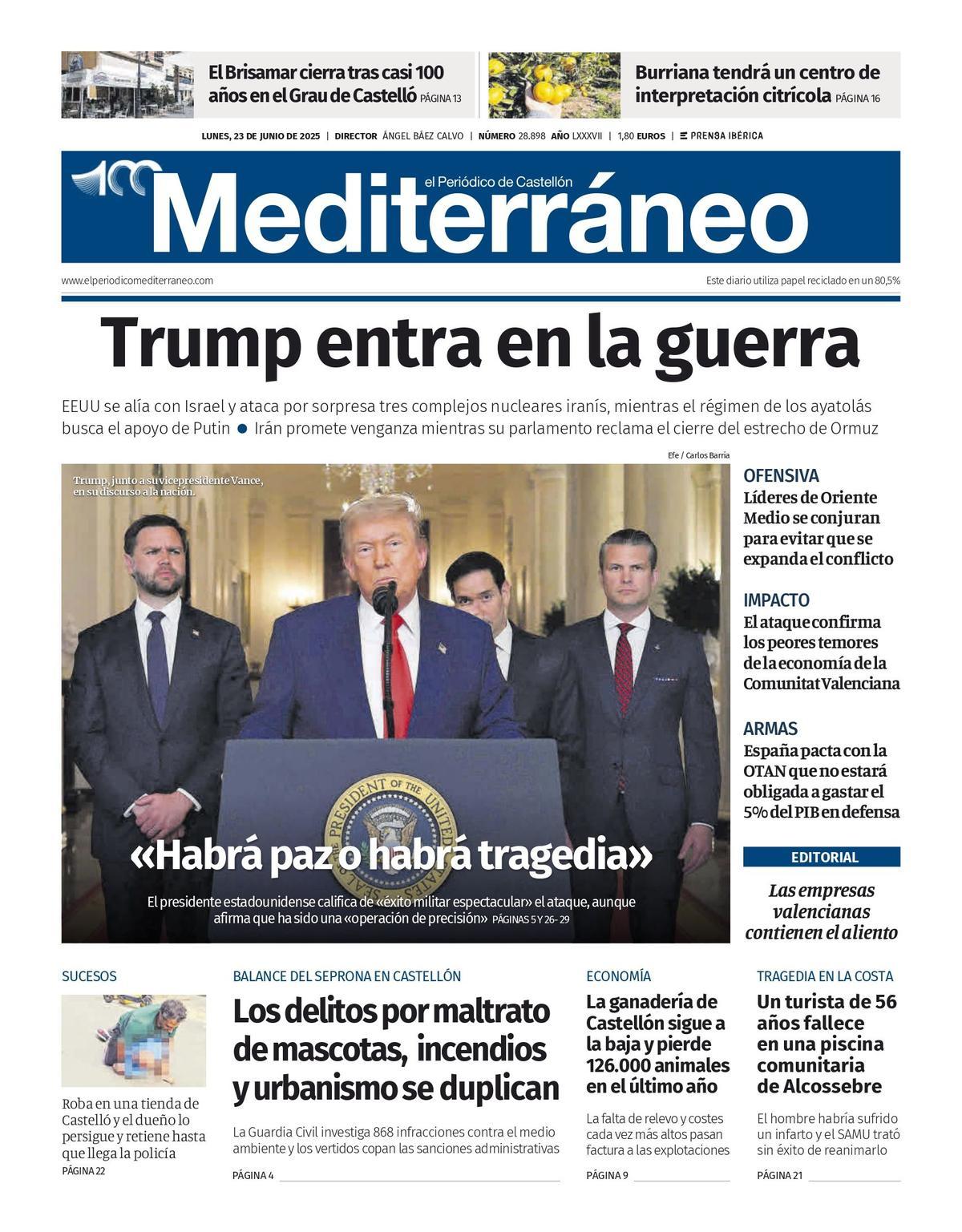 Portada del 23 de junio del 2025