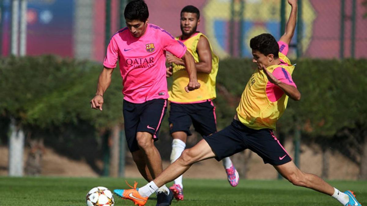 Suárez y Bartra, en un entrenamiento