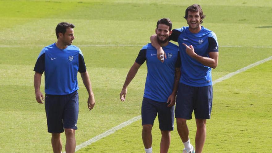 Rubén, feliz en el entrenamiento del jueves