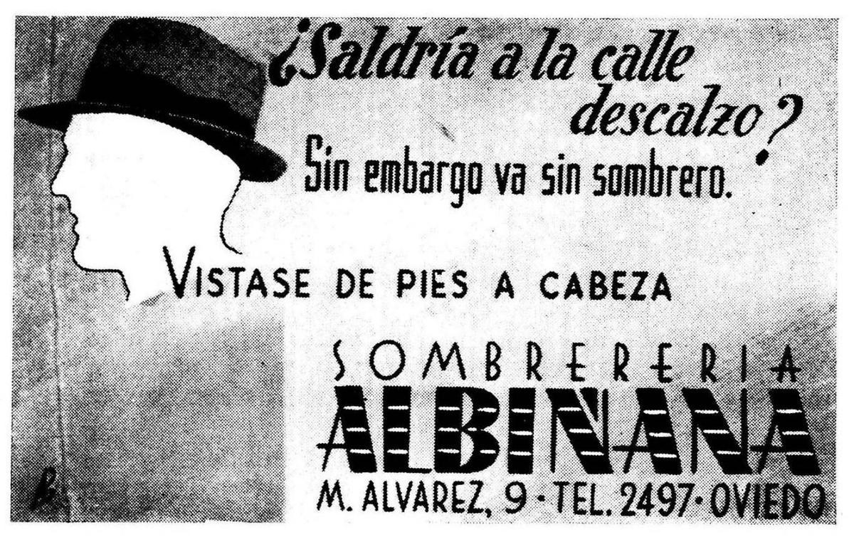 Anuncio de la sombrerería, de los años cincuenta.
