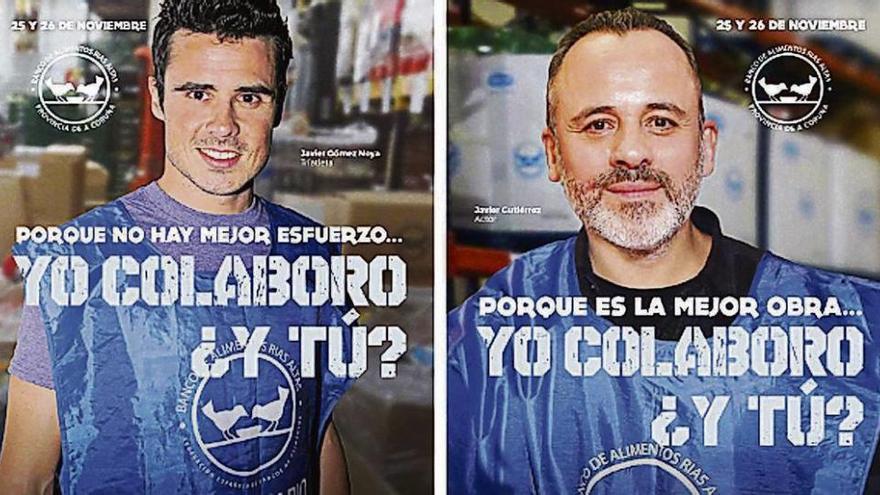 Javier Gutiérrez y Gómez Noya colaboran con la campaña. El actor Javier Gutiérrez y el deportista Javier Gómez Noya, ambos de origen ferrolano, se han convertido en imagen del Banco de Alimentos Rías Altas (Balrial) con motivo de su Gran Recogida, que se celebrará los próximos días 25 y 26. Esta campaña contribuye a &quot;realizar la gran despensa&quot; que les permitirá abastecerse &quot;durante gran parte del año 2017&quot;.