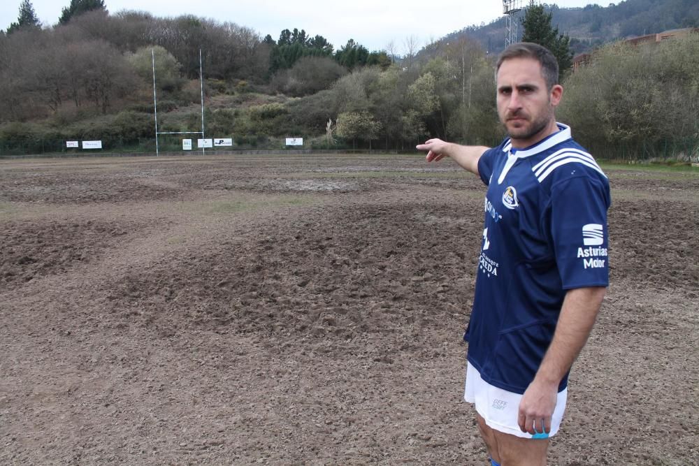 El mal estado del campo de rugby de Oviedo