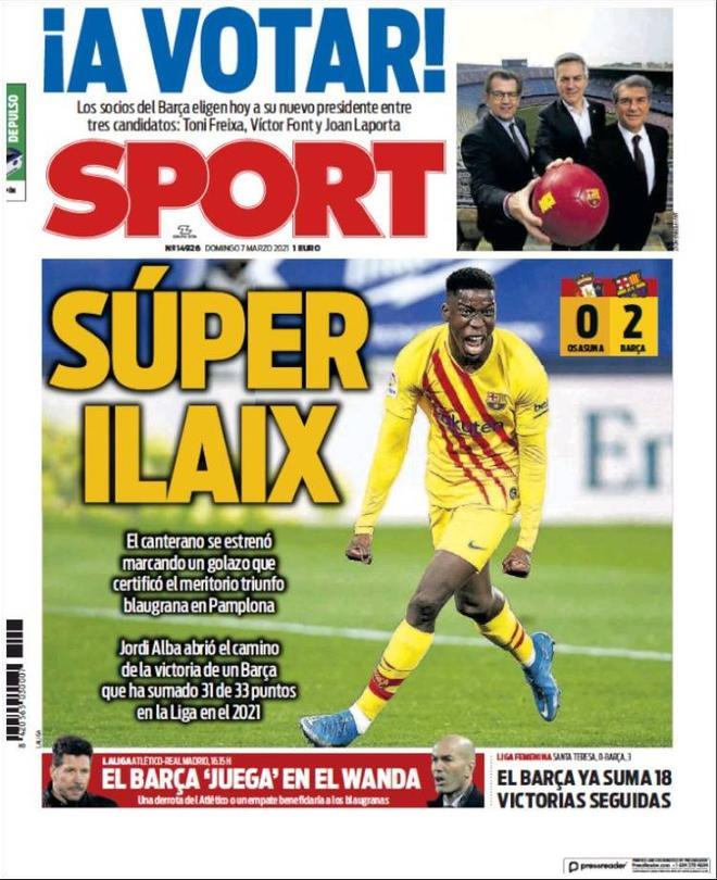 La portada de SPORT