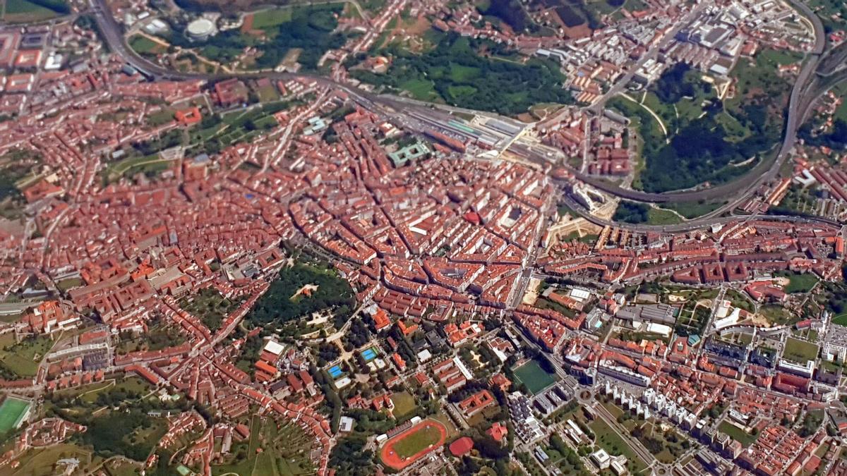 Vista aérea de la ciudad de Santiago.