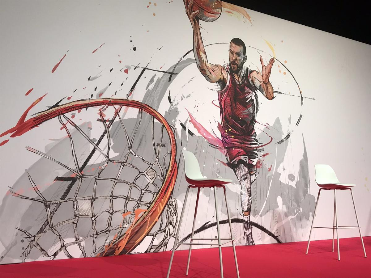 El mural de Marc Gasol en Fontajau, sede del club que preside