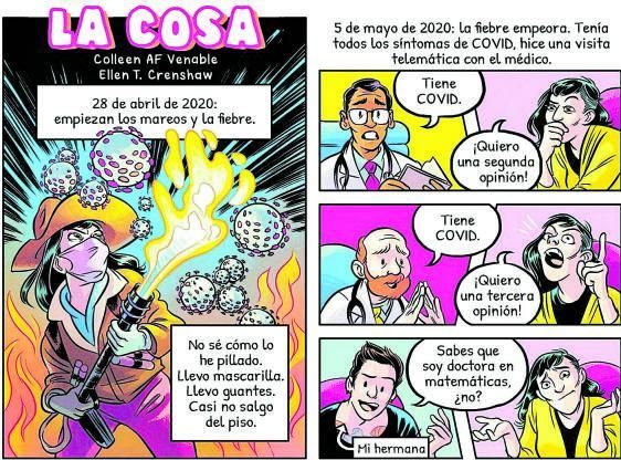 Portada interior de una sección del monográfico 'Pandemia' y viñetas de la historieta 'La cosa'