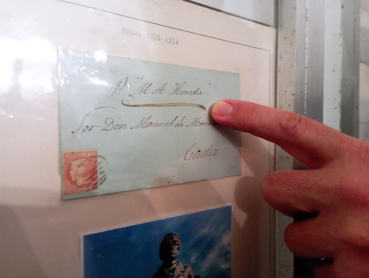 Carta y sello de comienzos de 1852 de Manuel Agustín Heredia Livermore a un caballero de Cádiz.
