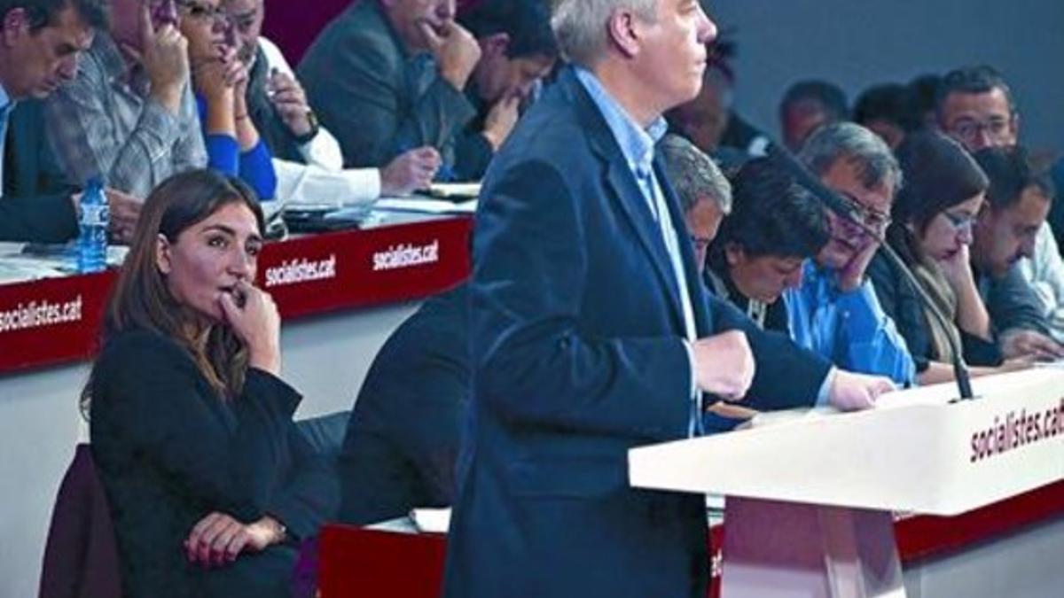 El líder del PSC, Pere Navarro interviene en la última reunión del consejo nacional, en febrero pasado.