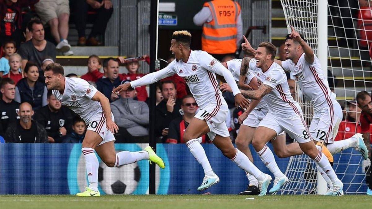 Los jugadores del Sheffield United celebran un gol contra el Bournemouth