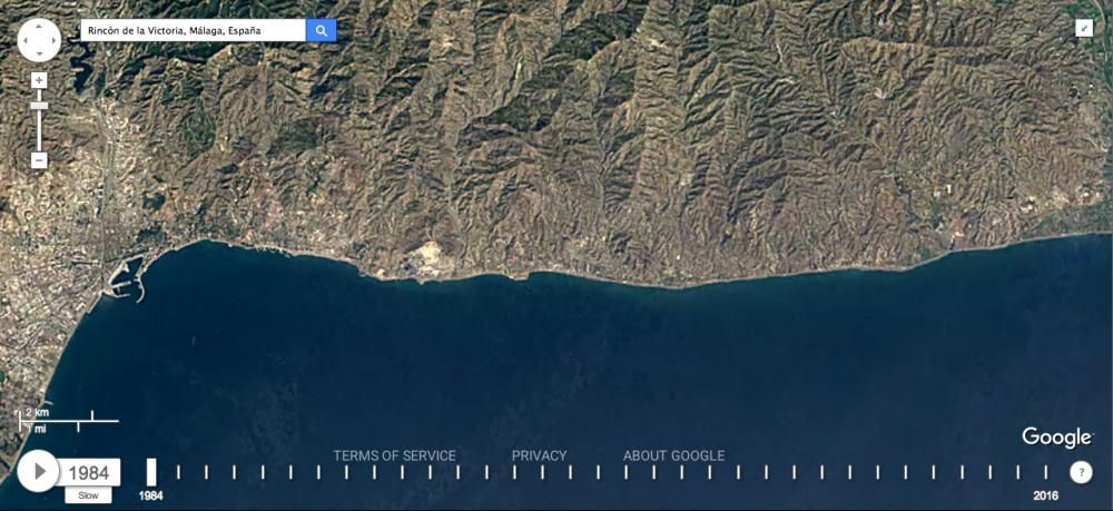 Así ha cambiado la provincia de Málaga desde 1984 a 2016.