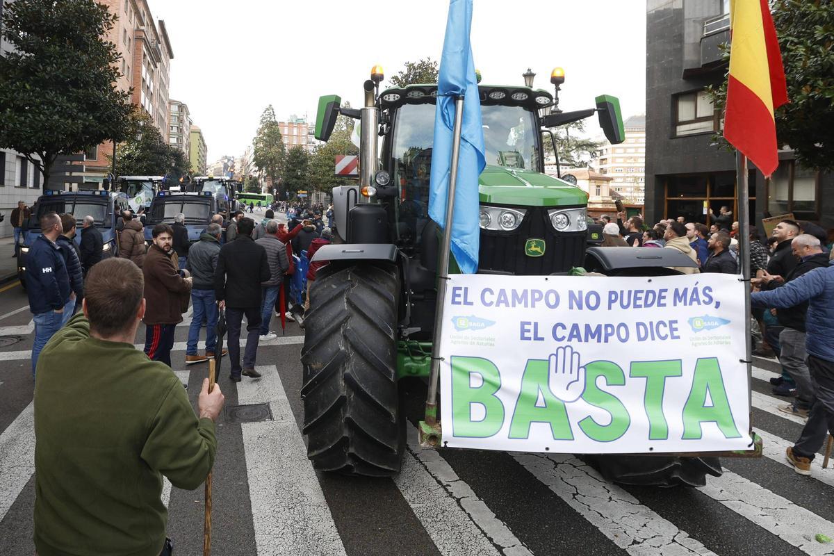 Protesta contra Mercosur, el pasado enero, por Oviedo.