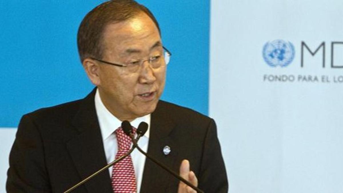 Ban Ki-moon habla durante un desayuno de trabajo de la ONU en Nueva York, el día 10.