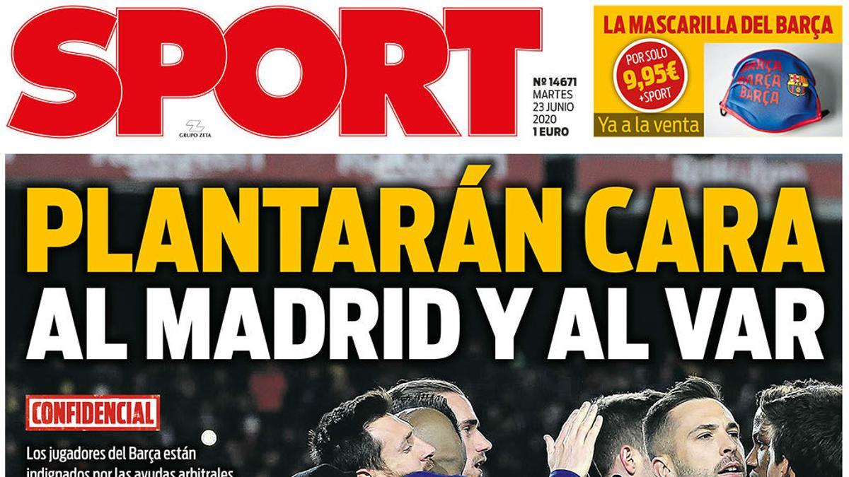 La portada del Sport martes 23 de junio