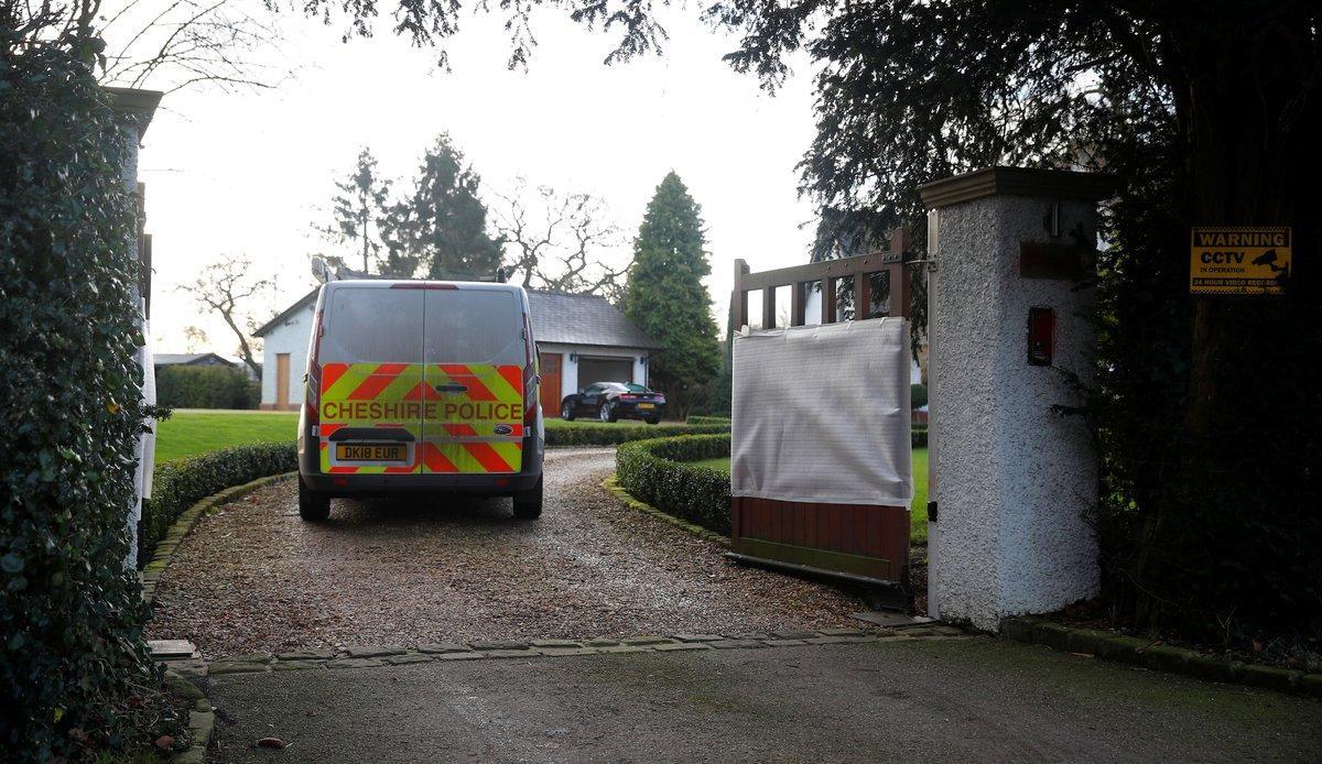 A Cheshire Police scenes of crime vehicle arrives at the home of Manchester United executive vice-chairman Ed Woodward after it was vandalised overnight in Lower Peover, Britain January 29 2020. REUTERS/Phil Noble