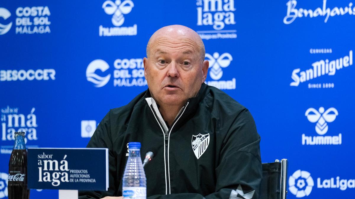 Pepe Mel, entrenador del Málaga CF, en rueda de prensa.