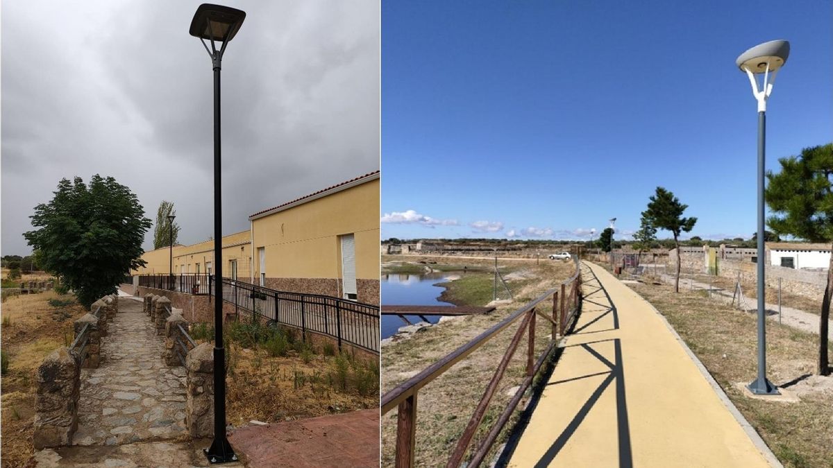 Farolas solares en Villamesíase instalación solar en Albalá.