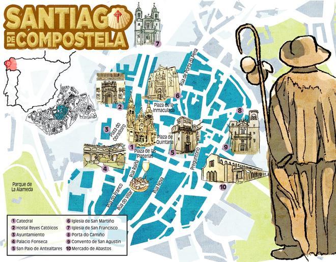 Mapa, Santiago de Compostela