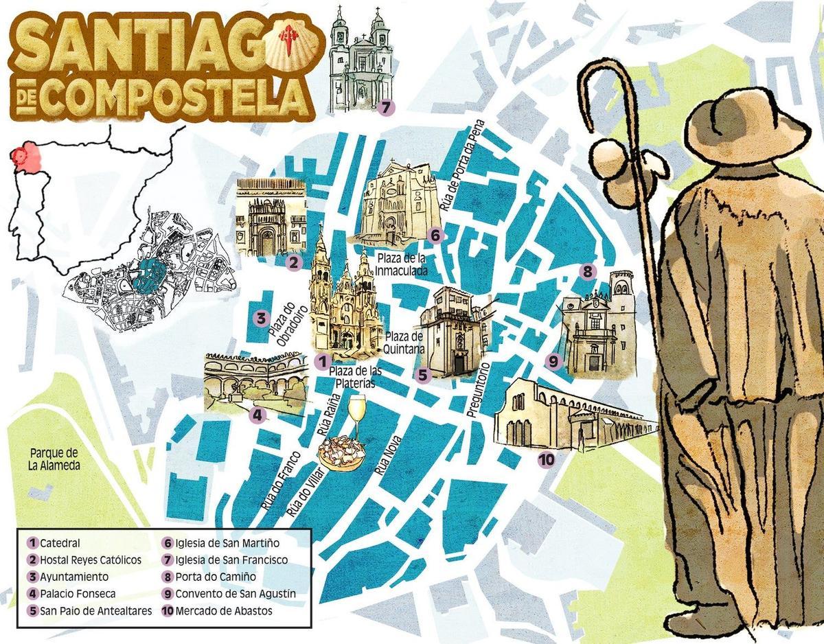 Mapa, Santiago de Compostela