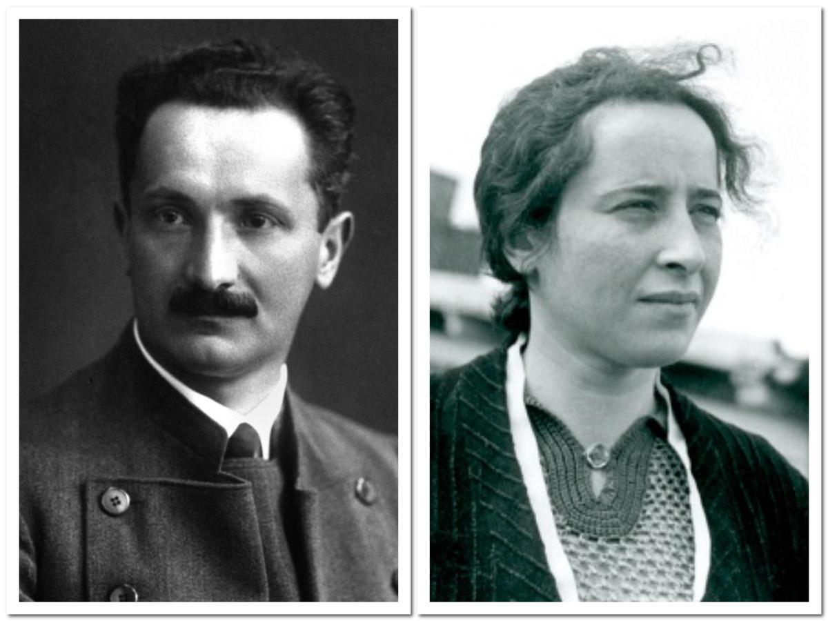 El pensador Martin Heidegger y su alumna y amante, la también filósofa Hannah Arendt.