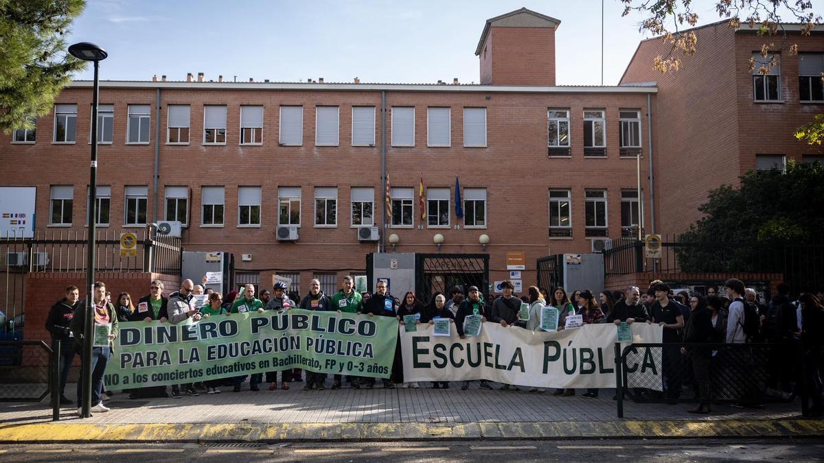 Una de las concentraciones contra la concertación de la educación en Aragón, hace unos días.