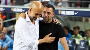 Xavi y Guardiola, en el reciente amistoso entre Barça y City