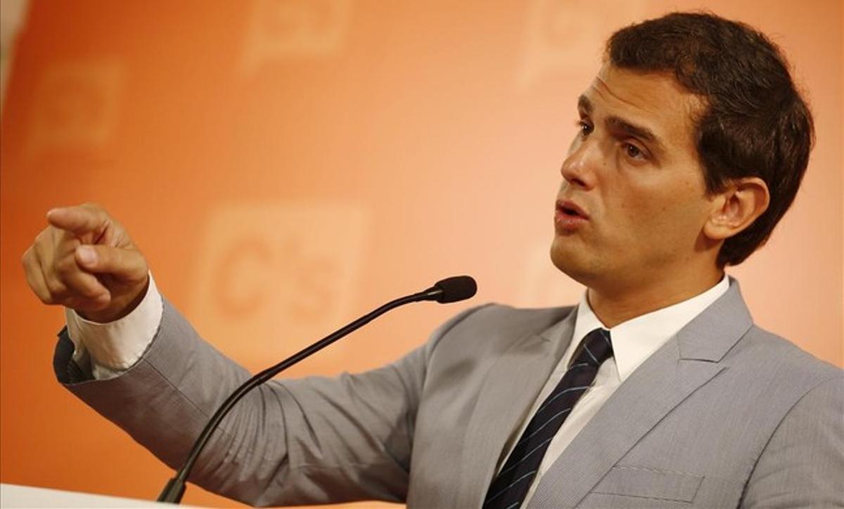 Albert Rivera, líder de Ciutadans i candidat a la presidència d’Espanya, en una recent roda de premsa.