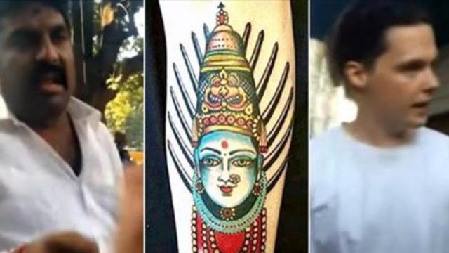 Representación de la diosa hindú Yellamma que Matt Keith lleva tatuado en su pierna.