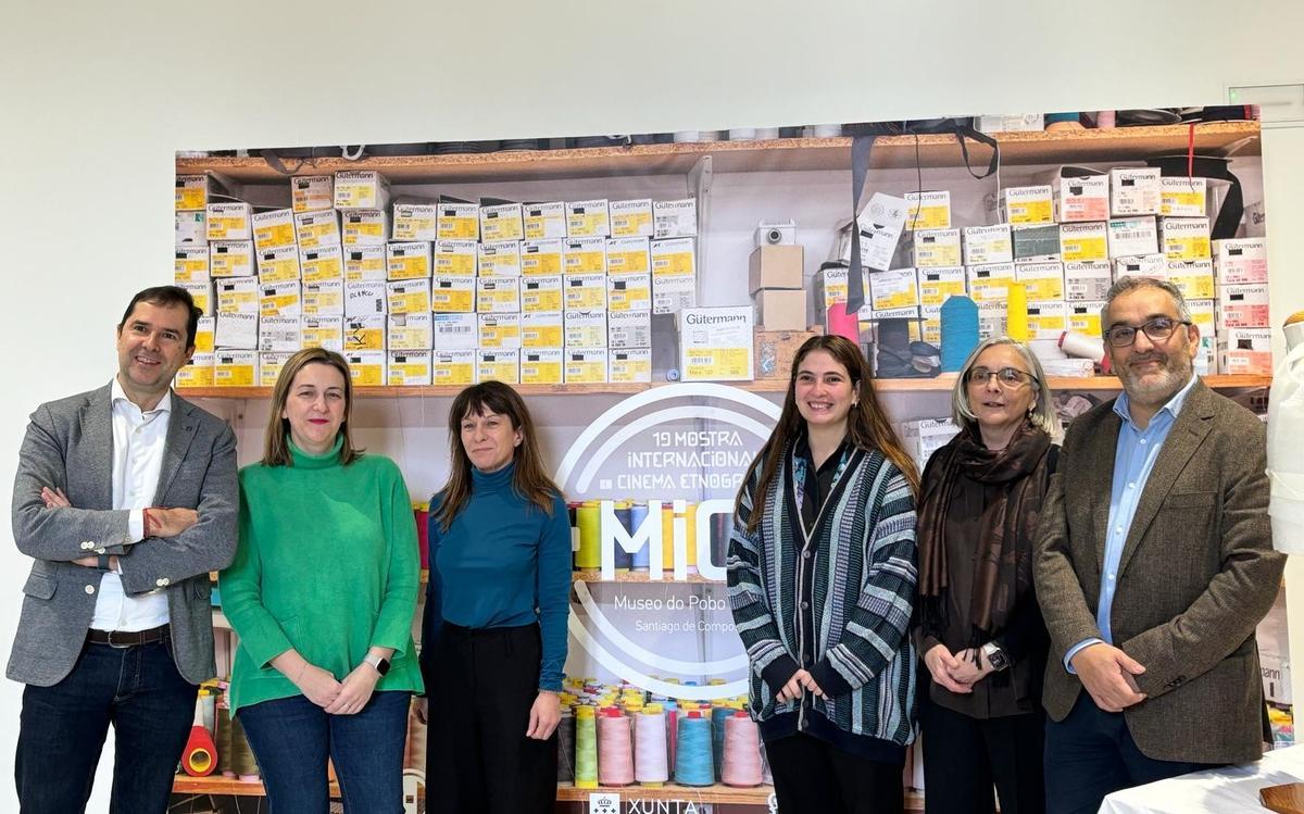 Jacobo Sutil, Míriam Louzao,  Ana Estévez, Sabela Souto, Concha Losada y Xosé Luis Penas al presentar la muestra MICE 2024