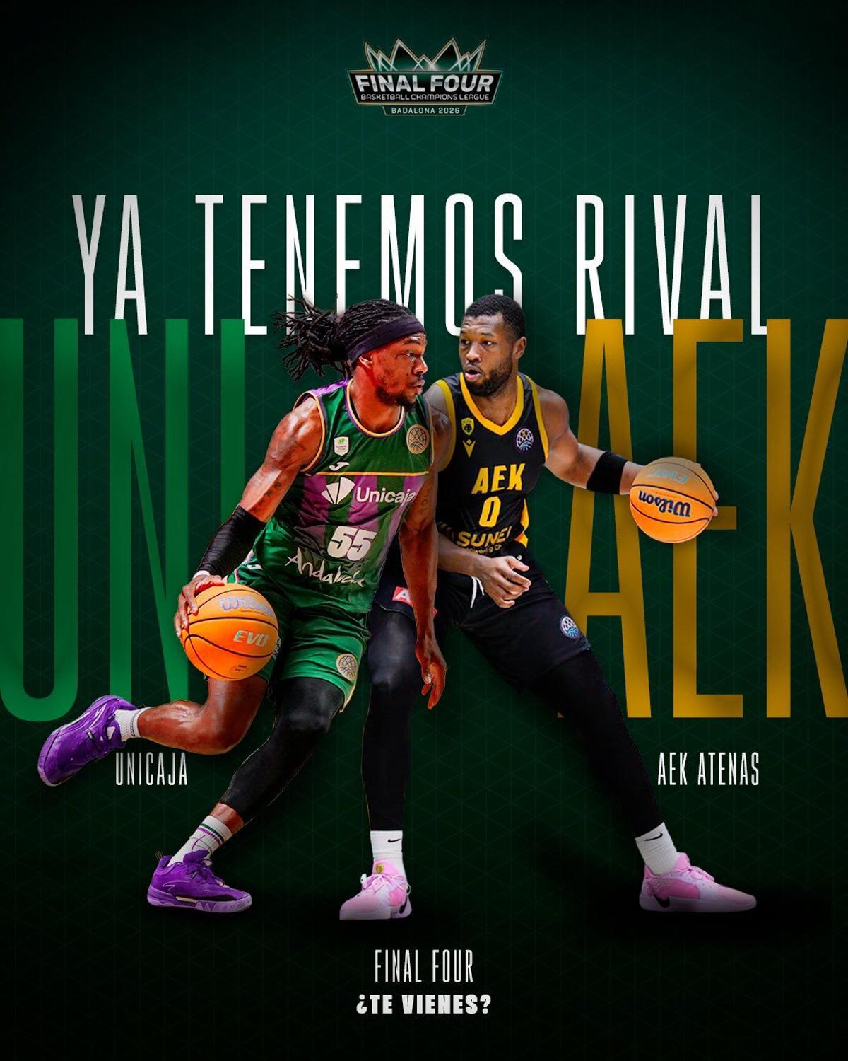 El Unicaja-AEK será la segunda semifinal de la Final Four de la BCL.