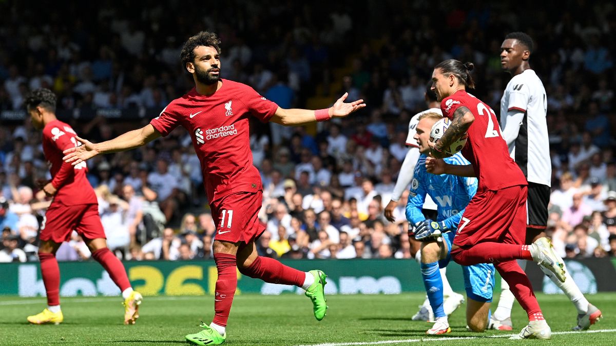 Salah celebra su gol ante el Fulham