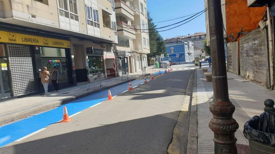 Una de las zonas de reserva del “Vaicar” que se pintan en el centro de la ciudad. | // FDV