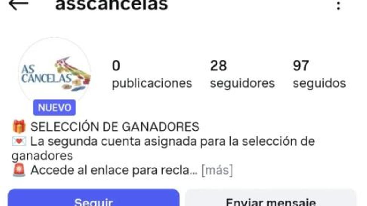 As Cancelas alerta de una estafa que utiliza la imagen del centro comercial en Instagram