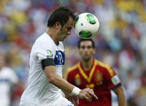 Italy's Gilardino controls the ball during their Confederations Cup semi-final soccer match against Spain at the Estadio Castelao in Fortaleza