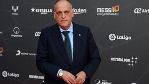 zentauroepp50336648 the president of spanish liga javier tebas poses on the red 191010205732