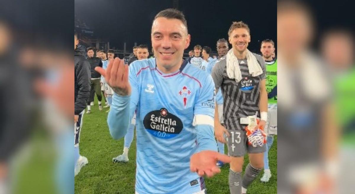Aspas acompañó la celebración de la victoria ante el Mallorca con el «six seven».