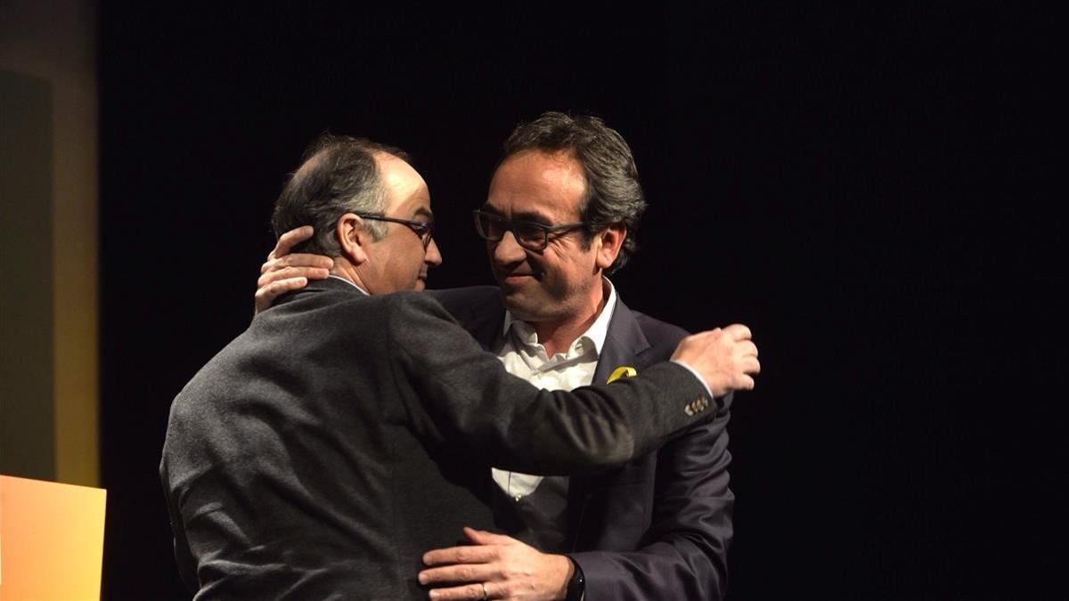 Josep Rull (derecha) y Jordi Turull, en un acto en el 2017.