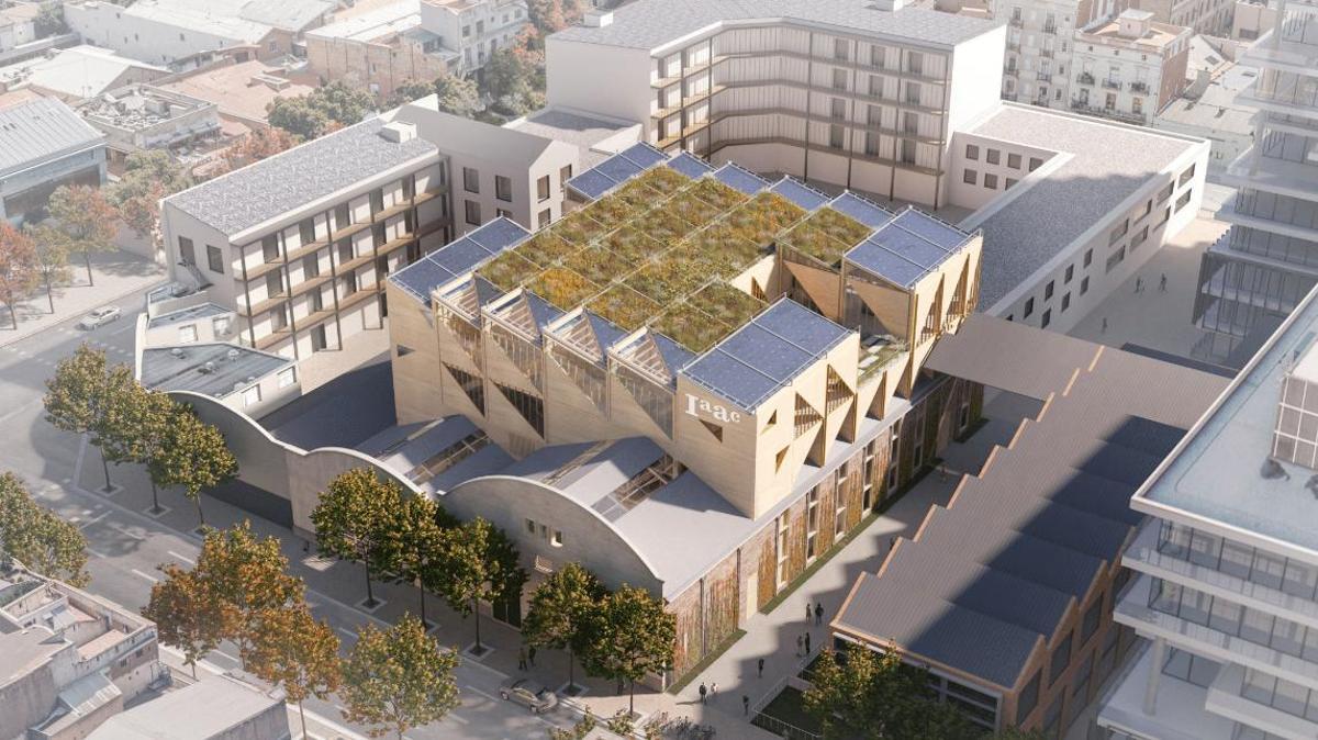 Render del futuro Barcelona Urban Tech Hub del IAAC en La Sibèria del Poblenou