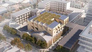 Render del futuro Barcelona Urban Tech Hub del IAAC en La Sibèria del Poblenou
